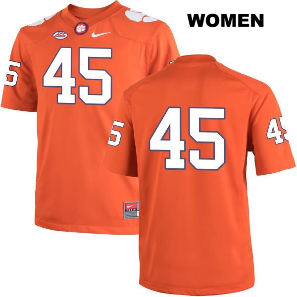 Women's Clemson Tigers #45 Josh Jackson Stitched Orange Authentic Nike No Name NCAA College Football Jersey QGV0246GI